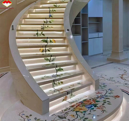 Moderne gepolijste beige marmeren trappen voor hotels en villa's