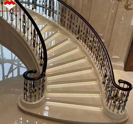 Moderne gepolijste beige marmeren trappen voor hotels en villa's