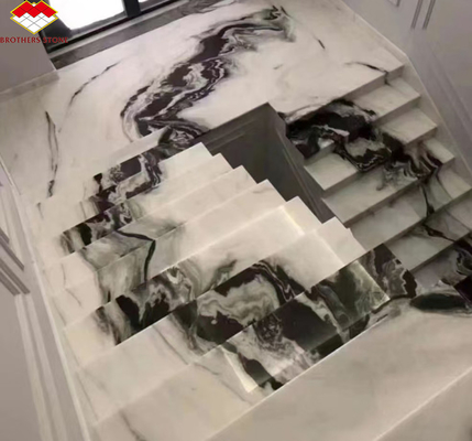 Bookmatched Panda witte marmeren trap voor modern interieurontwerp in professioneel hotel