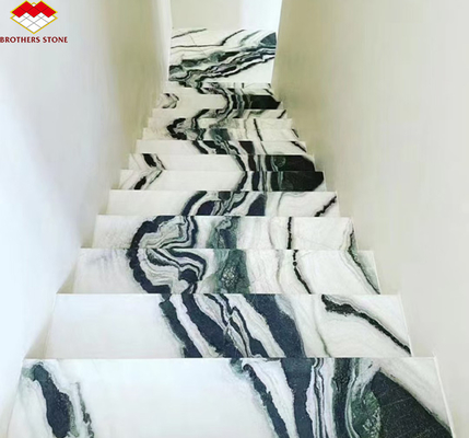 Moderne hoteltrappen Broeders Steen Panda Wit Marmeren Treads en Risers Anti-Slip