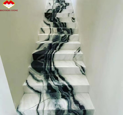 Moderne hoteltrappen Broeders Steen Panda Wit Marmeren Treads en Risers Anti-Slip