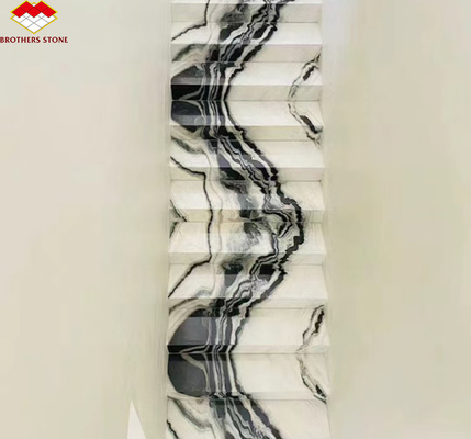 Moderne hoteltrappen Broeders Steen Panda Wit Marmeren Treads en Risers Anti-Slip