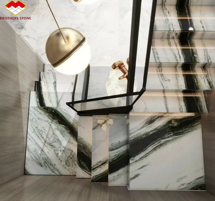 Moderne hoteltrappen Broeders Steen Panda Wit Marmeren Treads en Risers Anti-Slip