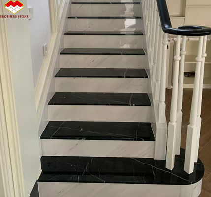 Modern Design Hotel Nero Marquina Big Slab Zimbabwe Zwarte marmeren vloeren en trappen