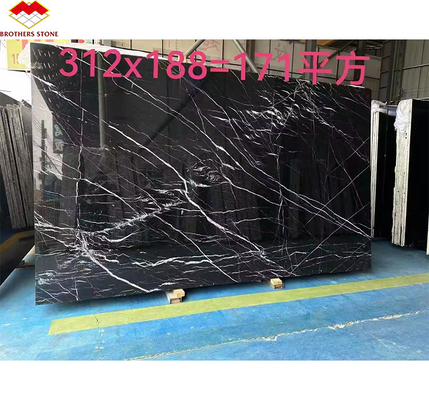 Moderne Nero Marquina Zwart Wit Stipe Marmer Gepolijst Natuurlijke Grote Platen voor Indoor Hotel Villa