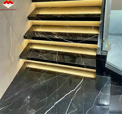Moderne Nero Marquina Zwart Wit Stipe Marmer Gepolijst Natuurlijke Grote Platen voor Indoor Hotel Villa