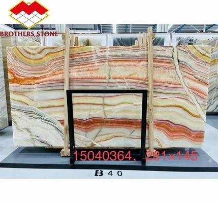 Hotelmeubelontwerp met natuursteen Bookmatched Rainbow Onyx Marble Slab