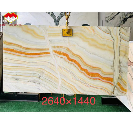 Hotelmeubelontwerp met natuursteen Bookmatched Rainbow Onyx Marble Slab