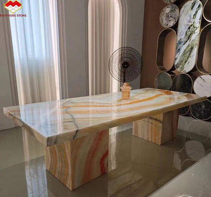 Hotelmeubelontwerp met natuursteen Bookmatched Rainbow Onyx Marble Slab