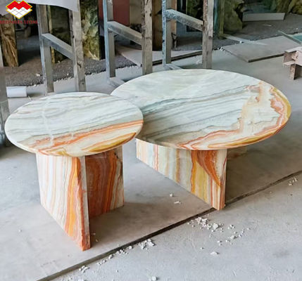 Hotelmeubelontwerp met natuursteen Bookmatched Rainbow Onyx Marble Slab