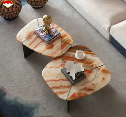Hotelmeubelontwerp met natuursteen Bookmatched Rainbow Onyx Marble Slab