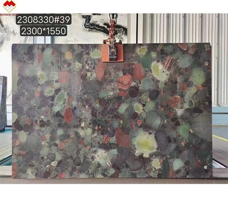 Vier seizoenen Brazilië Groene kwartsitsteen Meekleurige graniet tafel en wand decoratie paneel op maat voor binnen