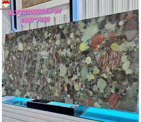 Vier seizoenen Brazilië Groene kwartsitsteen Meekleurige graniet tafel en wand decoratie paneel op maat voor binnen
