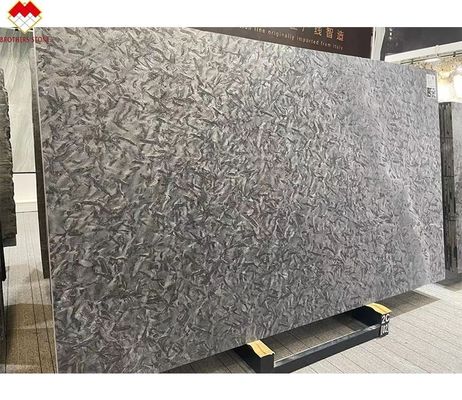 Gepolijste zwarte kwartsit stenen wandvloer voor Versace Donkergrijze keukentafel Vanity