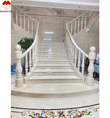 Indoor Cream Beige Marmer Anti-Slip Curved Trap Skirting tegels voor modern design