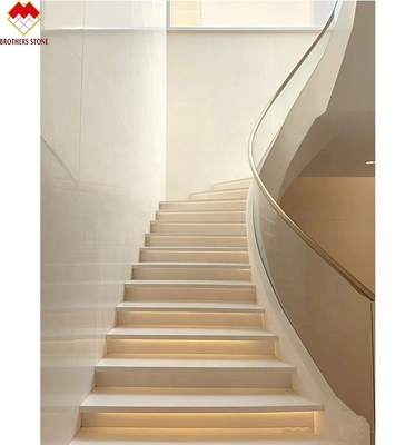 Indoor Cream Beige Marmer Anti-Slip Curved Trap Skirting tegels voor modern design