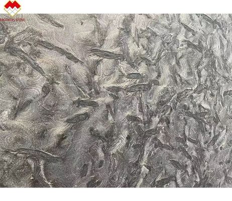 Gepolijste zwarte kwartsit stenen wandvloer voor Versace Donkergrijze keukentafel Vanity