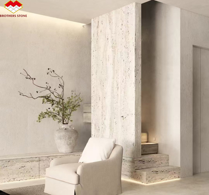 Marmeren travertijnsteen grote plaat gepolijst voor modern hotel villa interieurontwerp