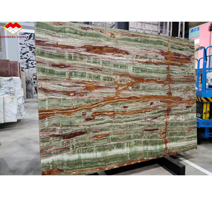 Gepolijste oppervlakte afwerking Pakistan Bamboe Onyx Marmeren platen voor tafel Moderne design stijl