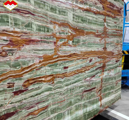 Gepolijste oppervlakte afwerking Pakistan Bamboe Onyx Marmeren platen voor tafel Moderne design stijl
