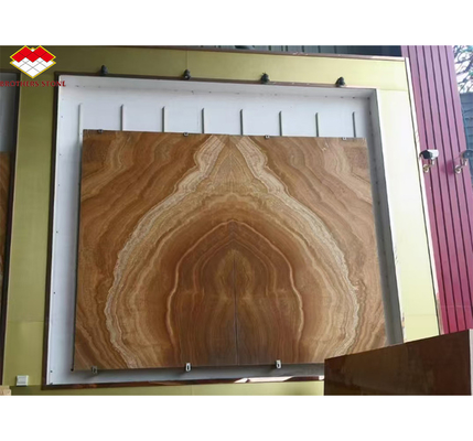 Warm gepolijste Onyx Big Slab Plaat Book Match voor Translucent Stone Veneer Backlit Wand