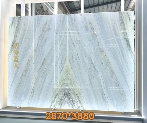 Brazilië Blauw kristal kwartsit Marmeren steen achtergrondverlichting Slab voor moderne ijdelheid toonbank