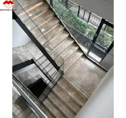 Natuursteen rechte trap Moderne binnenshuis grijze marmeren anti-slip trappen tegels