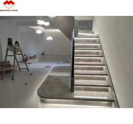 Natuursteen rechte trap Moderne binnenshuis grijze marmeren anti-slip trappen tegels