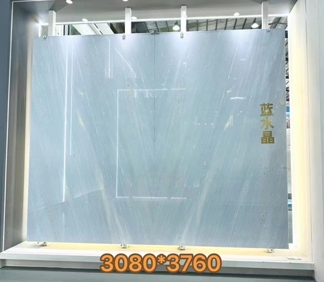 Brazilië Blauw kristal kwartsit Marmeren steen achtergrondverlichting Slab voor moderne ijdelheid toonbank