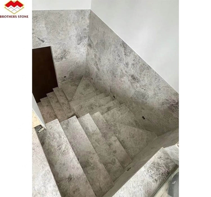 Natuursteen rechte trap Moderne binnenshuis grijze marmeren anti-slip trappen tegels