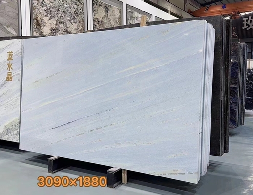 Brazilië Blauw kristal kwartsit Marmeren steen achtergrondverlichting Slab voor moderne ijdelheid toonbank