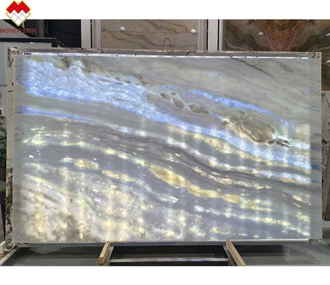 Achtergrondverlichting Blauw Roma Quartzite Steenplaat voor Eettafel Vanity Countertop Wandpaneel
