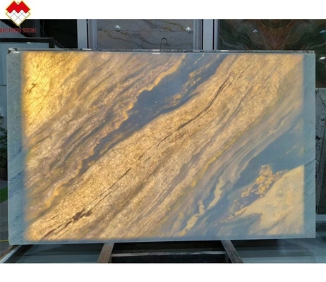Achtergrondverlichting Blauw Roma Quartzite Steenplaat voor Eettafel Vanity Countertop Wandpaneel
