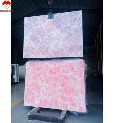 Tafelplank Floor Tile Roze Onyx Marmeren plaat met achtergrondlicht Natuurlijke ijstijd Roze Jade