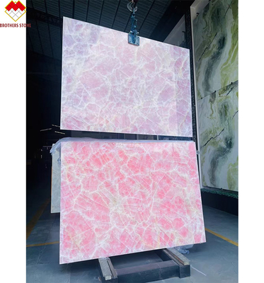 Tafelplank Floor Tile Roze Onyx Marmeren plaat met achtergrondlicht Natuurlijke ijstijd Roze Jade