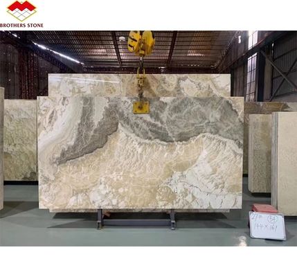 Gepolijste doorschijnende onyxsteen Modern ontwerp voor natuurlijke achtergrondverlichting Jade inkt Marmer Big Slab