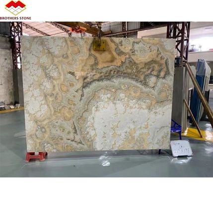 Gepolijste doorschijnende onyxsteen Modern ontwerp voor natuurlijke achtergrondverlichting Jade inkt Marmer Big Slab