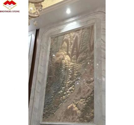 Gepolijste doorschijnende onyxsteen Modern ontwerp voor natuurlijke achtergrondverlichting Jade inkt Marmer Big Slab