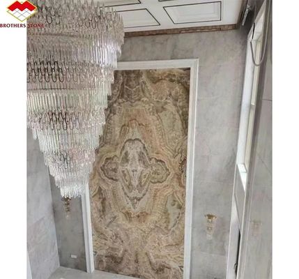 Gepolijste doorschijnende onyxsteen Modern ontwerp voor natuurlijke achtergrondverlichting Jade inkt Marmer Big Slab