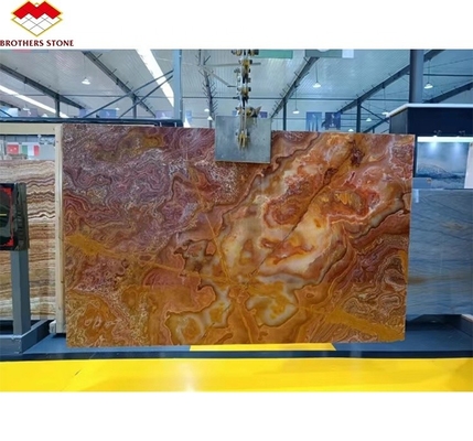 Gepolijste doorschijnende natuurlijke tijger rode onyxmarmer voor modern achtergrondverlichting Jade Hotel Design