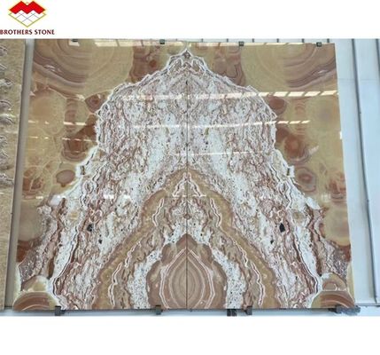 Moderne design gepolijst marmeren boekenmatch tegel Custom achtergrondverlichting Red Dragon Jade Onyx muur