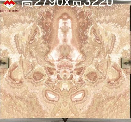Moderne design gepolijst marmeren boekenmatch tegel Custom achtergrondverlichting Red Dragon Jade Onyx muur