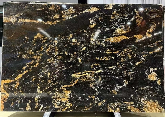 Luxe moderne gepolijst zwartgoud aders kwartsit steen Brazilië natuurlijke kosmische zwarte graniet ijdelheid top keuken badkamer villa's