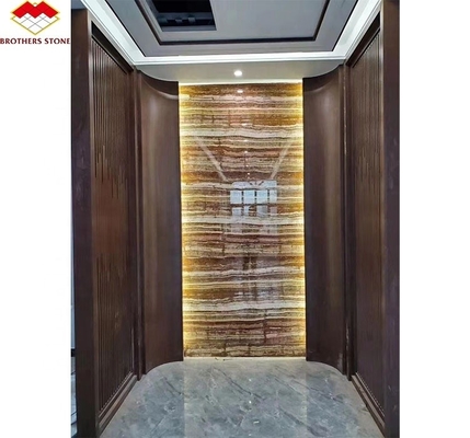 Gepolijste Zwarte Zee Onyx Marmer Translucente Textuur voor Interieur Wandpaneel Decoratie