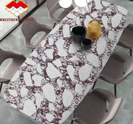 Moderne Calacatta Viola Wit marmer met paarse aderplaten Verhoog uw eetkamer Tafel set Keuken Borden badkamer trappen