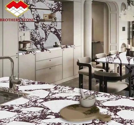 Moderne Calacatta Viola Wit marmer met paarse aderplaten Verhoog uw eetkamer Tafel set Keuken Borden badkamer trappen
