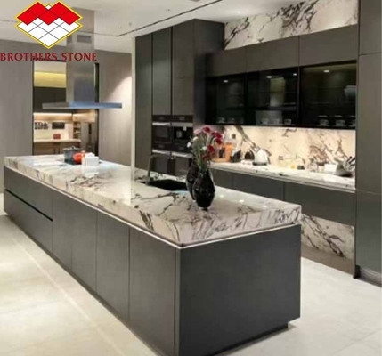 Moderne Calacatta Viola Wit marmer met paarse aderplaten Verhoog uw eetkamer Tafel set Keuken Borden badkamer trappen