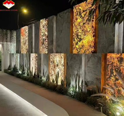 Ultra-dunne achtergrondverlichte stenen panelen voor modern interieur in villa's en hotels