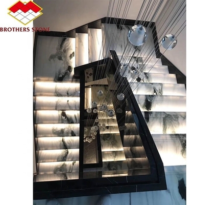 Moderne Panda Wit Calcite Marmeren Trappen Steen Decoratieve Marmeren Trappen in de hal