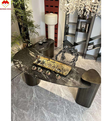 Component Lavabo Gepolijst Zwart Quartzite Vanity Top voor Eind Badkamer Ontwerp in Brazilië